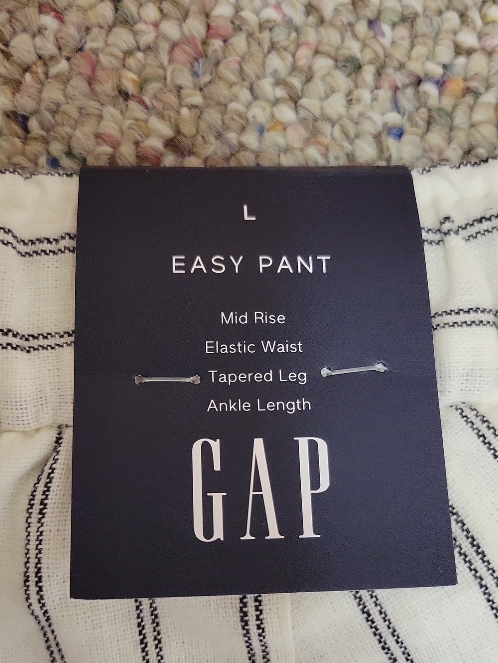 GAP Striped Wide-Leg Drawstring Pants White Black Stripes Large New Linen Blend - Picture 3 of 6